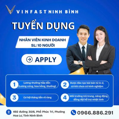 vinfast ninh bình tuyển dụng nhân viên bán hàng